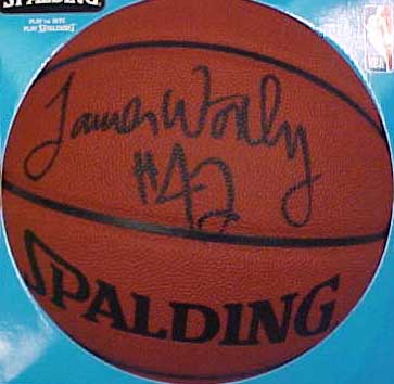 james worthy signed basketball
