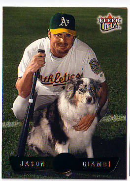 Jason Giambi Unsigned Card With Dog
