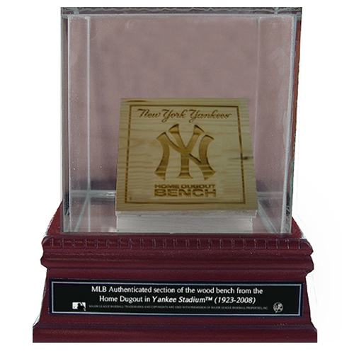 Yankee Stadium Engraved Game Used Bench Slice