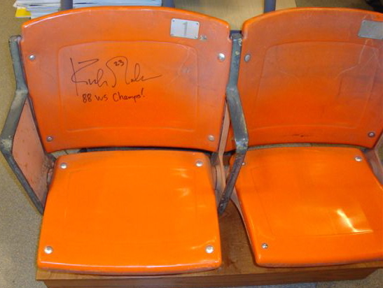 Dodger Stadium Seats (2) Signed by Kirk Gibson