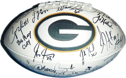 green bay packers team autographed football