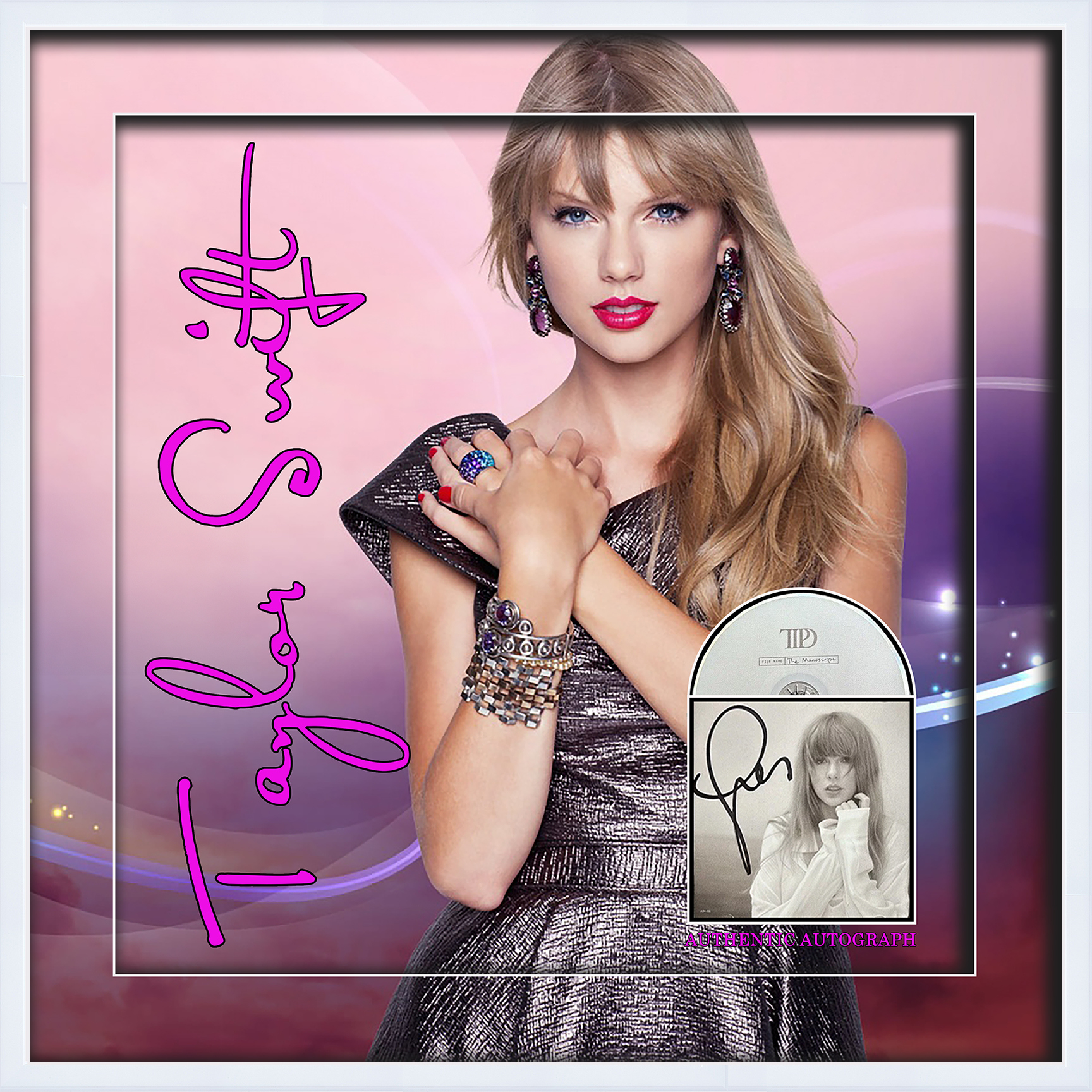 Taylor Swift Hand Signed CD Collage